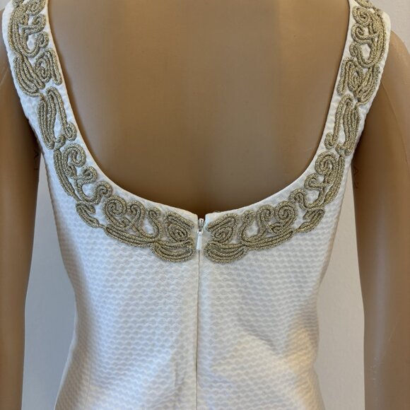 Lilly Pulitzer White Gold Soutache Shift Dress - Size 6 - Picture 4 of 6